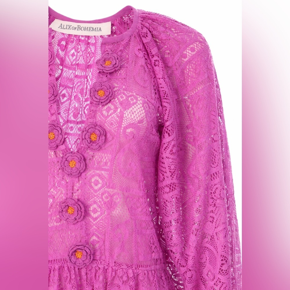 Alix of Bohemia Celeste Fig Crochet Lace Maxi Dress Orchid Small NWT - Picture 4 of 8
